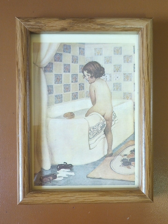Other - Girl in Bathroom Framed Vintage Art